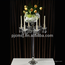 Tenedor de vela cristalino claro barato al por mayor antiguo de cristal para la decoración de la pieza central de la mesa de la boda